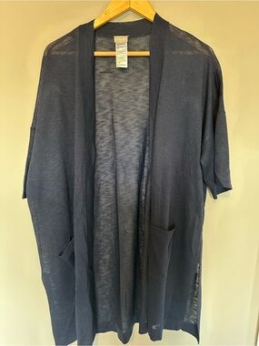 Chico's Navy Open-Front Men's Short-Sleeve Cardigan
